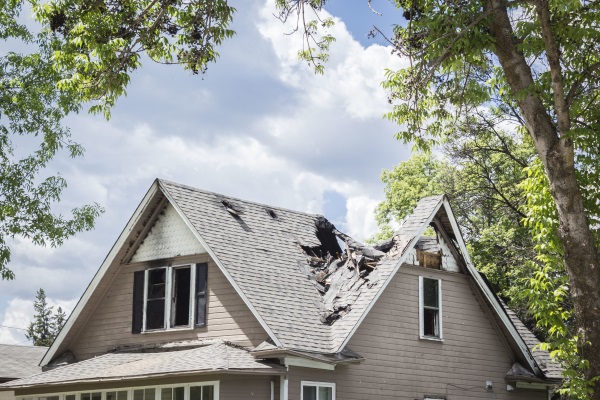 Roof with fire damage