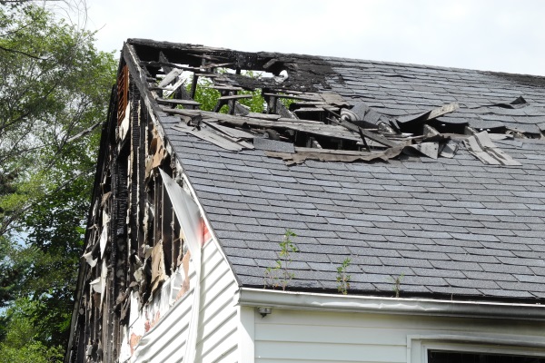 Roof damaged by fire
