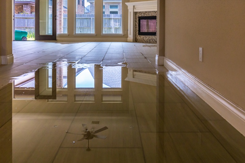 Flooded hallway in house