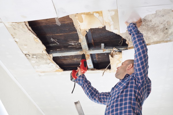 Water damage in roof